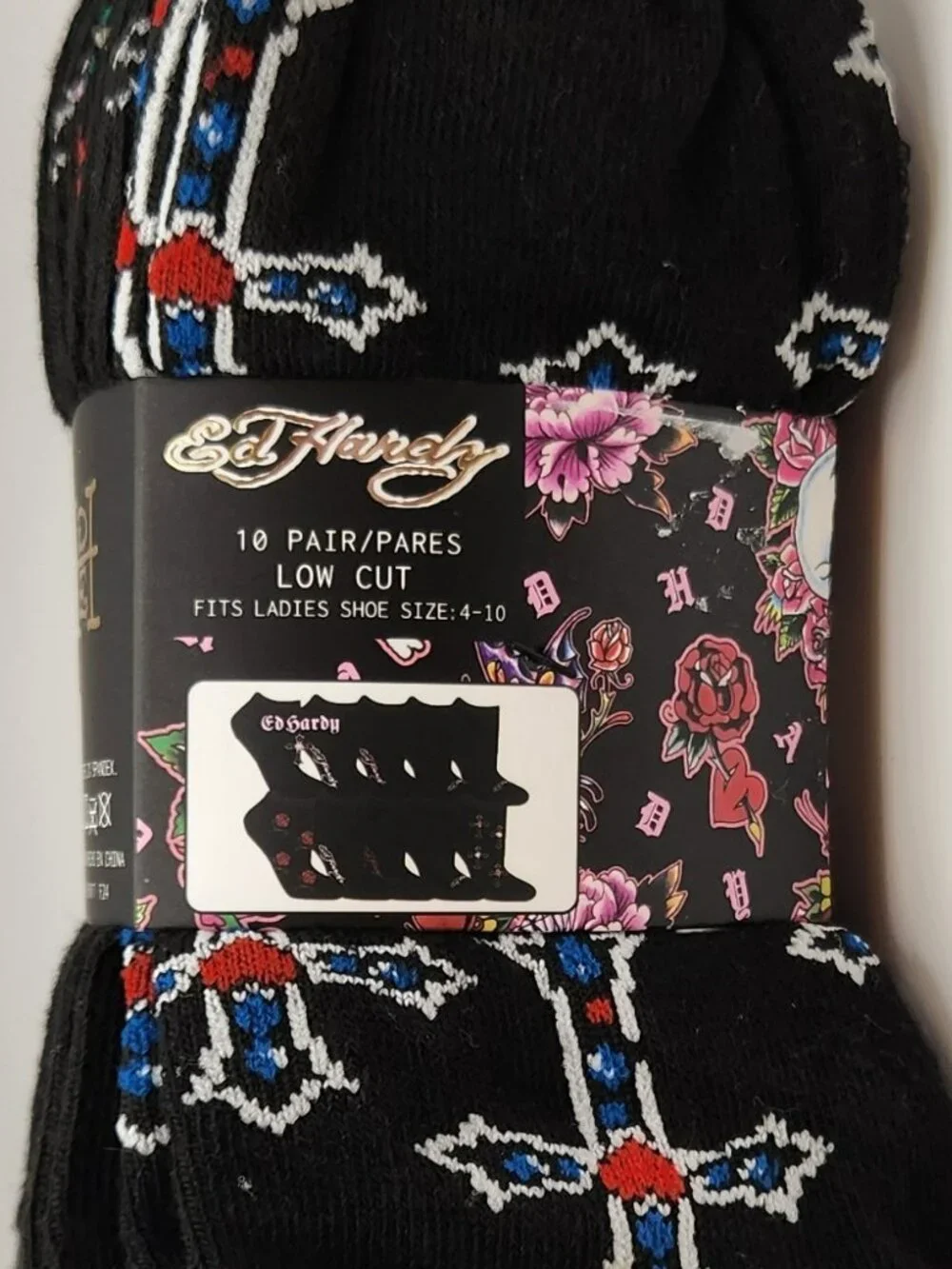 Ed Hardy Gift Set Ten pair socks plus compact mirror Both NWT